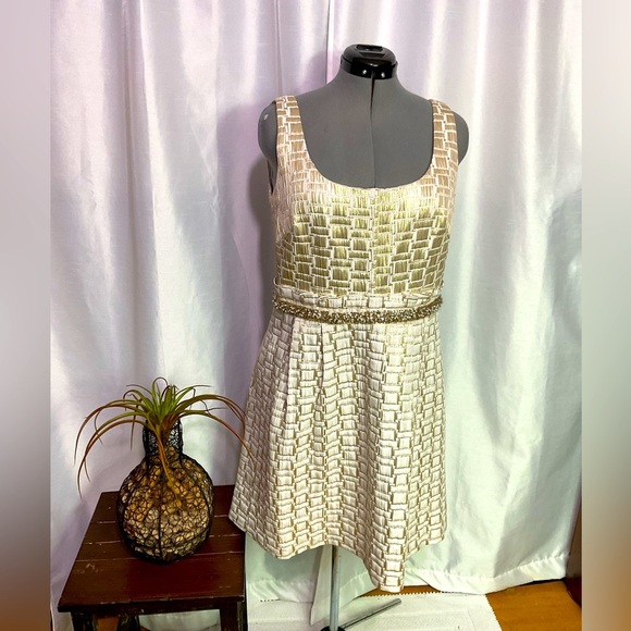 Kay Unger New York Vintage ( 1970’s ) Gold & Cream Dress - Picture 1 of 10